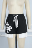Grey Street Print Patchwork Mid Waist Straight Bottoms