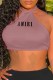 Purple Sexy Print Letter Halter Tops