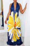 White Sexy Vacation Simplicity Floral Basic Printing Halter Printed Dress Dresses