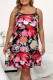 Red Black Sexy Living Print Spaghetti Strap Sleeveless Dress Plus Size Sleepwear