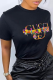 Black Street Daily Print Patchwork O Neck T-Shirts