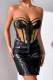 Black Sexy Casual Patchwork Backless Strapless Tops