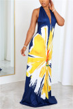 White Sexy Vacation Simplicity Floral Basic Printing Halter Printed Dress Dresses