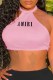 Pink Sexy Print Letter Halter Tops