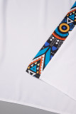 White Casual Print Patchwork Cardigan Outerwear