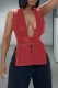 Red Sexy Casual Solid Bandage Asymmetrical Tops