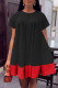 Black Casual Solid Patchwork O Neck Short Sleeve Dress