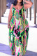 Green Sexy Casual Print Backless Spaghetti Strap Long Dress Dresses