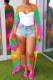Multi-color Casual Patchwork Hollowed Out Cardigan With Belt Contrast Outerwear
