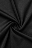 Black Sexy Casual Solid Hollowed Out O Neck Long Sleeve Dresses