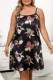 Black Red Sexy Living Print Spaghetti Strap Sleeveless Dress Plus Size Sleepwear