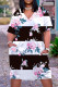 White Black Casual Print Basic V Neck Short Sleeve Dress Dresses