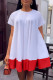 White Casual Solid Patchwork O Neck Short Sleeve Dress