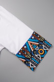 White Casual Print Patchwork Cardigan Outerwear