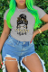 Light Gray Casual Vintage Print Patchwork O Neck T-Shirts
