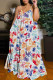 White Purple Sexy Casual Print Backless Spaghetti Strap Long Dress Dresses