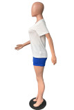 Pink Casual Letter Print Basic O Neck Short Sleeve Two Pieces
