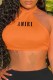 Orange Sexy Print Letter Halter Tops