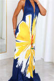 White Sexy Vacation Simplicity Floral Basic Printing Halter Printed Dress Dresses