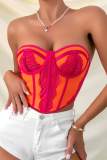 Orange Sexy Casual Patchwork Backless Strapless Tops