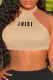 Khaki Sexy Print Letter Halter Tops