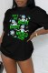 Black Street Character Print Letter O Neck T-Shirts
