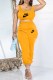 Yellow Casual Print Letter U Neck Sleeveless Two Pieces