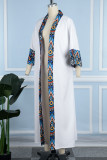 White Casual Print Patchwork Cardigan Outerwear