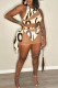 Cream White Sexy Casual Elegant Vacation Patchwork Asymmetrical Printing O Neck Sleeveless Three Pieces