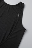 Coffee Sexy Casual Solid Basic O Neck Long Dress Dresses