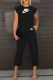 Black Street Print Letter O Neck Sleeveless Two Pieces