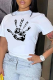 White Street Daily Print Patchwork O Neck T-Shirts