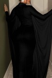 Green Casual Solid Patchwork Half A Turtleneck Irregular Dress Dresses