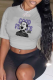 Light Gray Casual Daily Print Patchwork O Neck T-Shirts