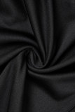 Black Sexy Solid Patchwork Slit Half A Turtleneck Long Sleeve Two Pieces