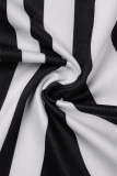 Black White Street Print Patchwork O Neck Sleeveless Two Pieces