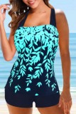 Fuchsia Casual Print Backless Swimwears (With Paddings)
