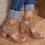 Blue Casual Hollowed Out Patchwork Solid Color Fish Mouth Out Door Wedges Shoes (Heel Height 1.97in)