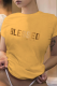 Yellow Casual Street Gradual Change Print Patchwork Letter O Neck T-Shirts