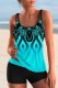 Blue Casual Print Backless Swimwears (With Paddings)