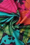 Multicolor Sexy Casual Print Hollowed Out Backless Strapless Long Dress Dresses
