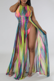 Pink Vacation Print See-through High Opening Strap Design 3 Piece Sets