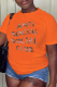 Orange Casual Daily Print Patchwork O Neck T-Shirts