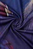 Purple Casual Print Basic O Neck Long Sleeve Dresses