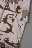 Camouflage Casual Camouflage Print Basic Turtleneck Short Sleeve Two Pieces