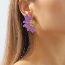 Purple Casual Geometric Patchwork Earrings