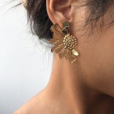 Gold Casual Geometric Patchwork Earrings