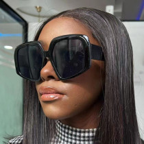 Black Casual Solid Leopard Patchwork Sunglasses