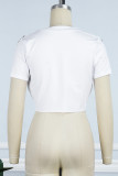 Grey Sexy Casual Print Frenulum Tops