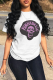 White Street Vintage Print Patchwork O Neck T-Shirts